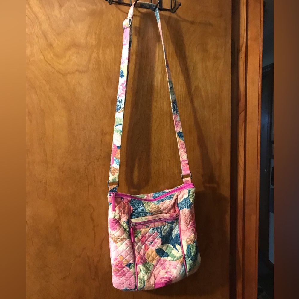 Vera Bradley Quilted Pink Floral Crossbody Bag - 12” x 12” - Picture 1 of 3